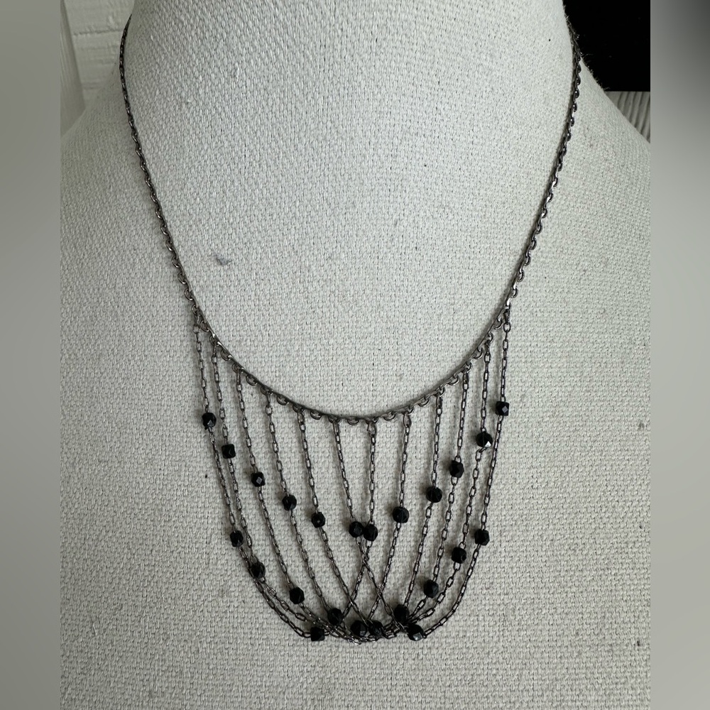 Ultra feminine multi chain drop necklace with crystal beads